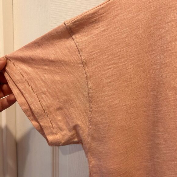 Knox Rose Women Size Medium  V-Neck Shirt Peach Cotton Modal Beachy - Picture 2 of 5